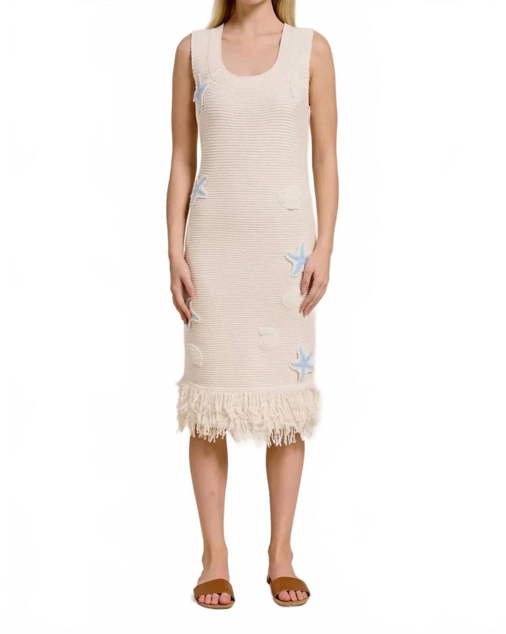 NEW FLAT WHITE beach embroidered dress in cream